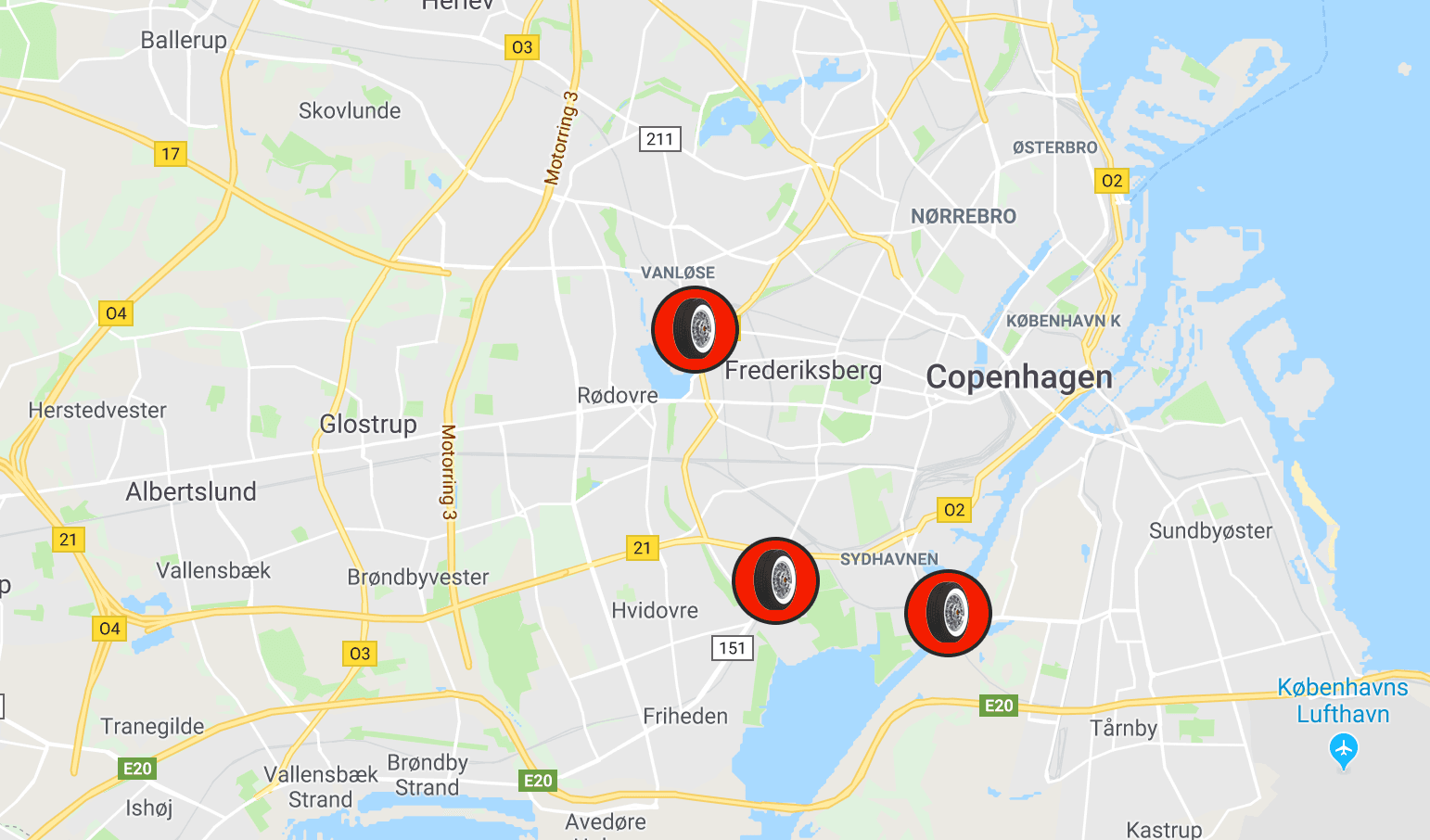 Pitstop lokationer kort